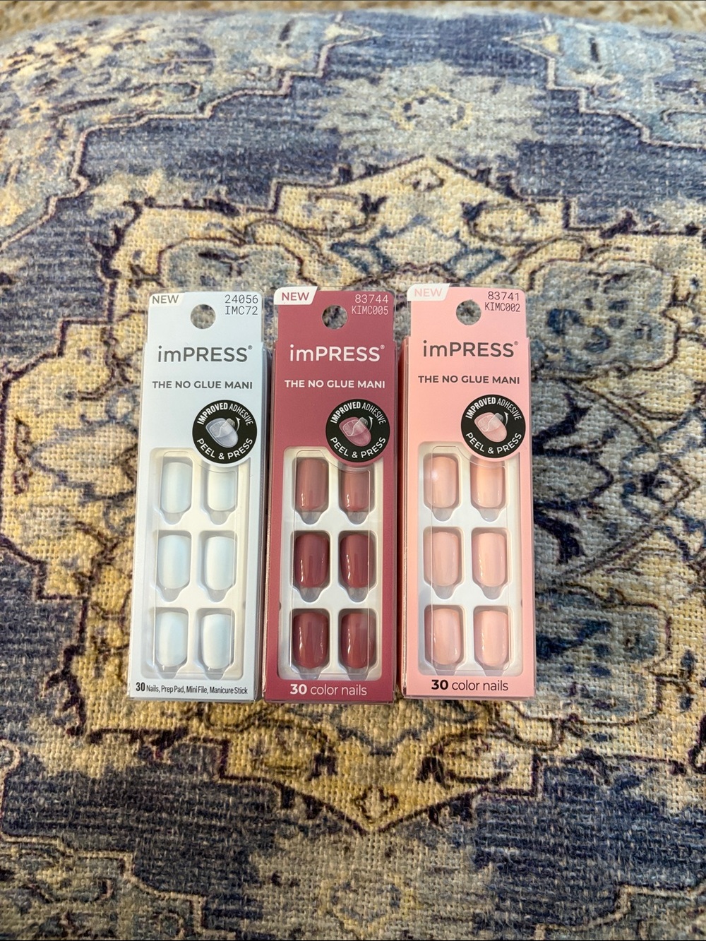 imPRESS Press-On Nails Trio in White, Burgundy & Light Pink